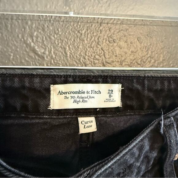 Abercrombie and Fitch The 90's Relaxed Jean High Rise Black Distressed Size 8 - Picture 4 of 7